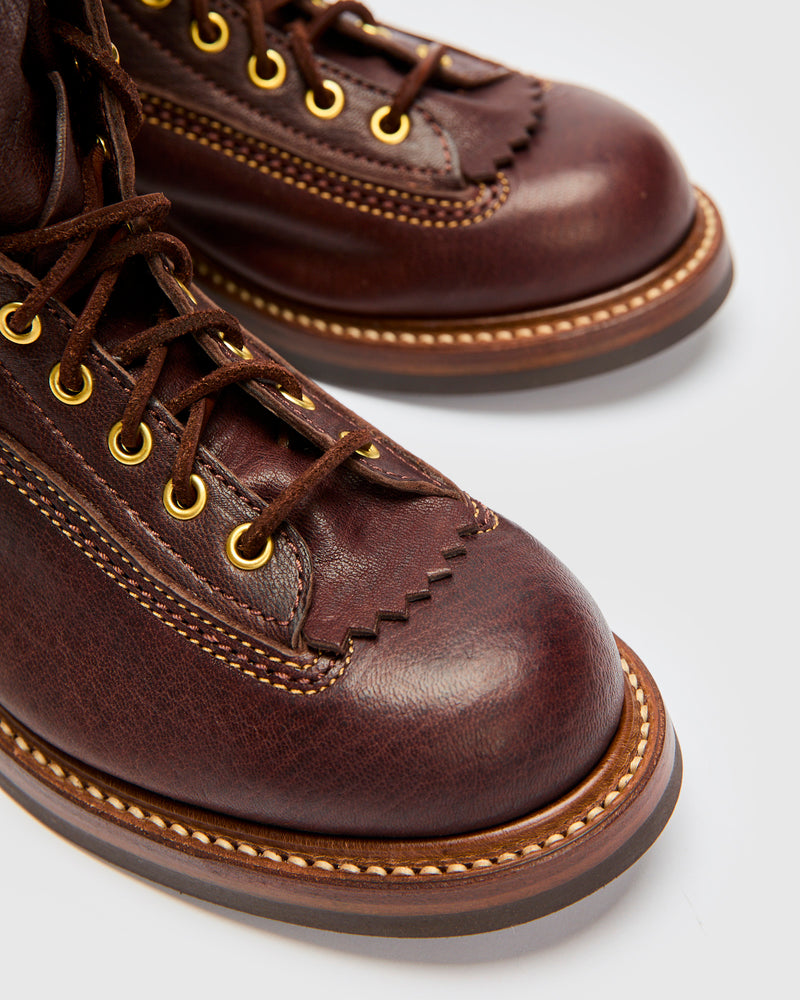 8" Donkey Puncher Boot in Ezo Shika Deerskin Dark Brown