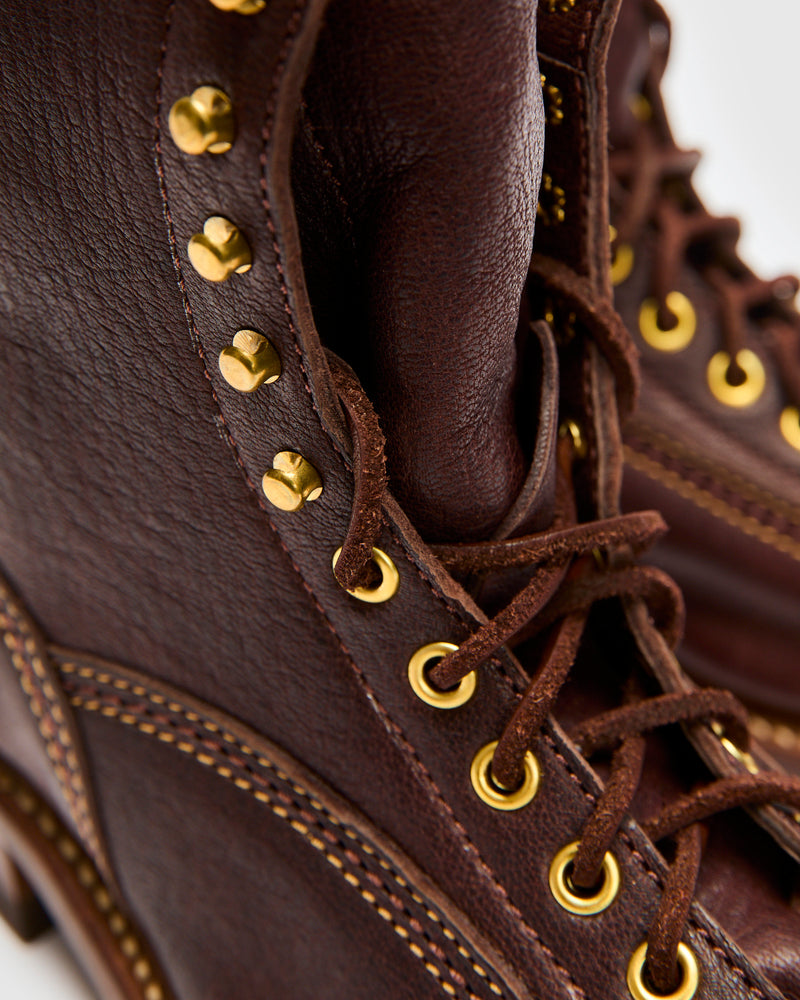 8" Donkey Puncher Boot in Ezo Shika Deerskin Dark Brown