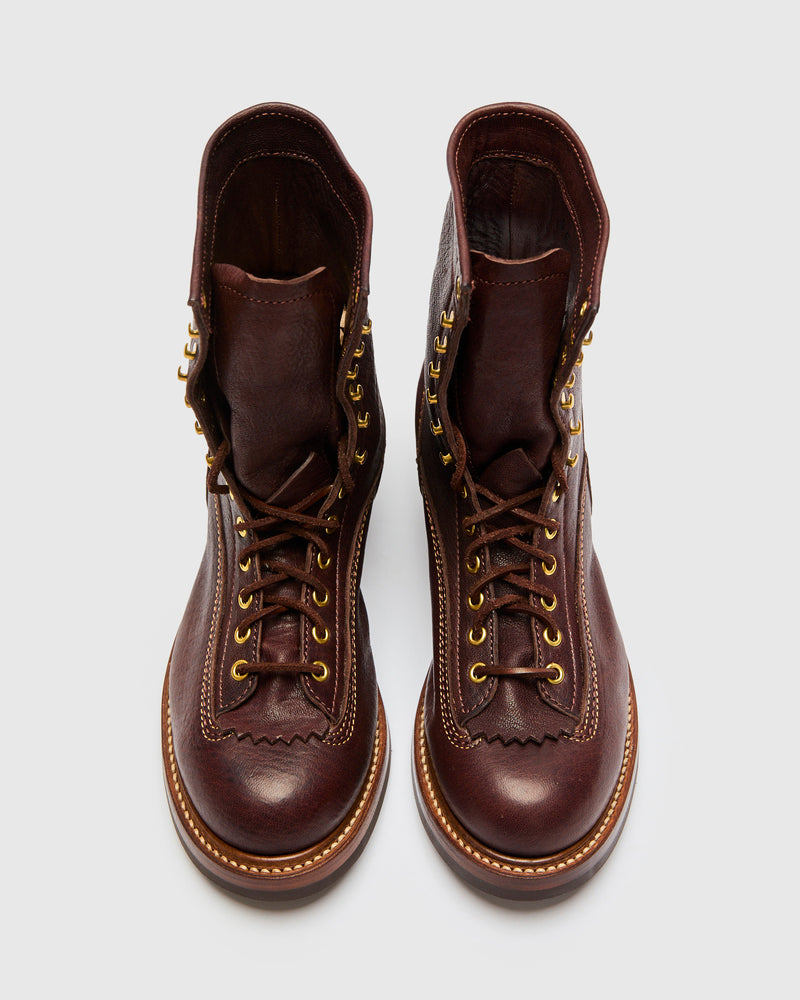 8" Donkey Puncher Boot in Ezo Shika Deerskin Dark Brown
