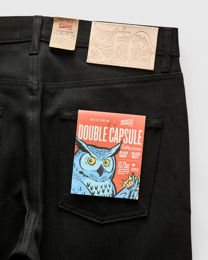 "Double Capsule Collection" 13.75oz Double Black Slub Selvedge Denim - Strong Guy Fit