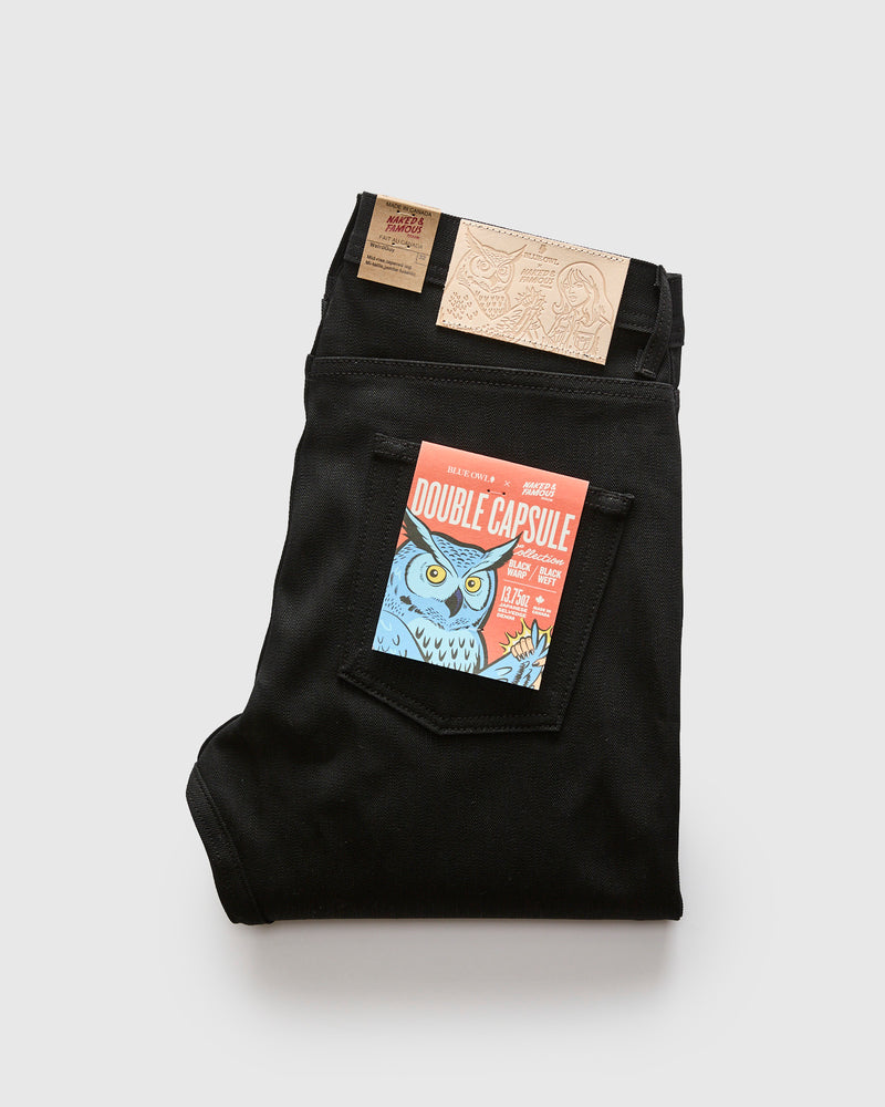 "Double Capsule Collection" 13.75oz Double Black Slub Selvedge Denim - Weird Guy Fit