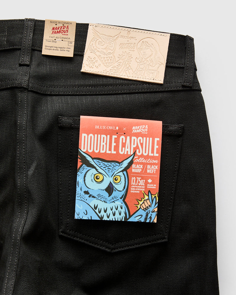 "Double Capsule Collection" 13.75oz Double Black Slub Selvedge Denim - True Guy Fit