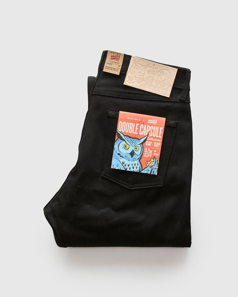 "Double Capsule Collection" 13.75oz Double Black Slub Selvedge Denim - True Guy Fit