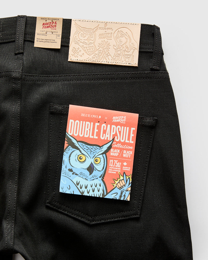 "Double Capsule Collection" 13.75oz Double Black Slub Selvedge Denim - Weird Guy Fit