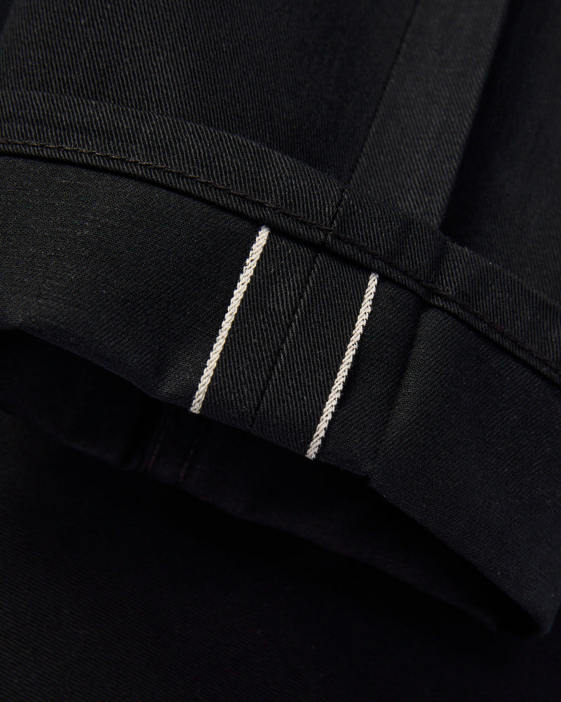 10oz Selvedge Slacks Black Twill - Strong Guy Fit