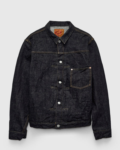 デニムジャケットlesser panda様 3111 15.5oz Slub-Nep Type-1 Selvedge Denim Jacket in Rinsed Indigo