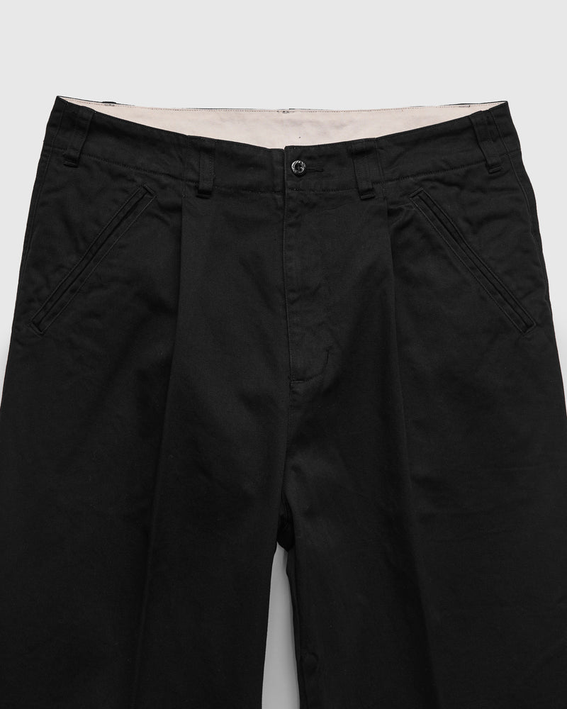 Pigment Dyed Wide Slacks in Black