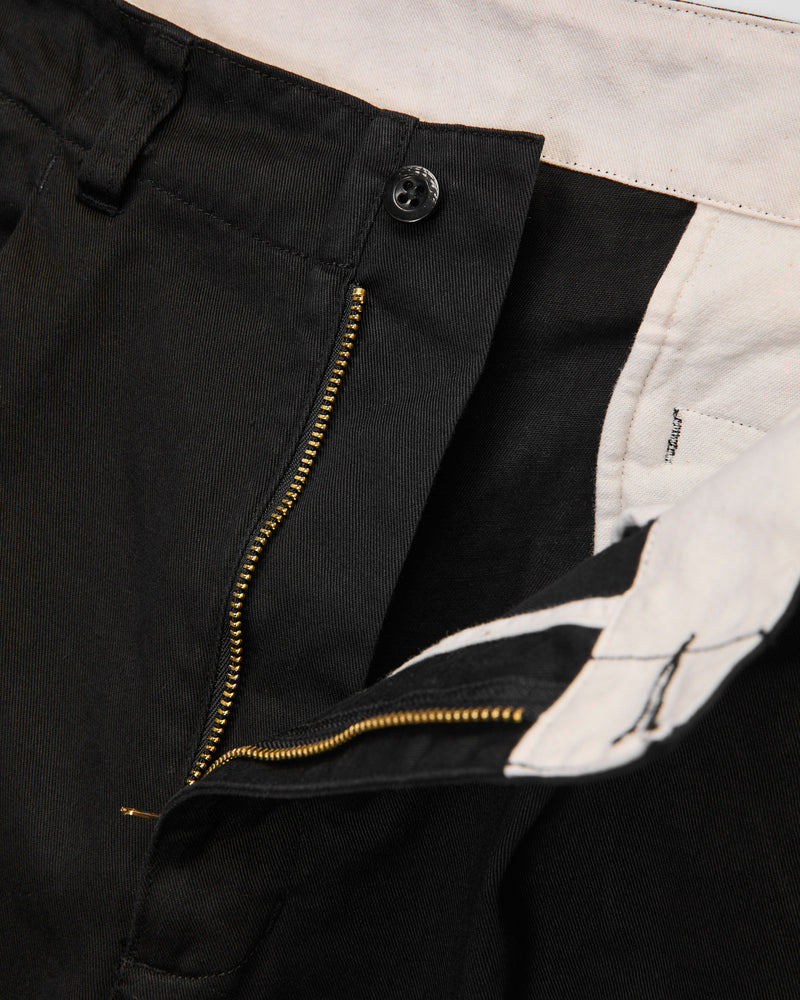 Pigment Dyed Wide Slacks in Black