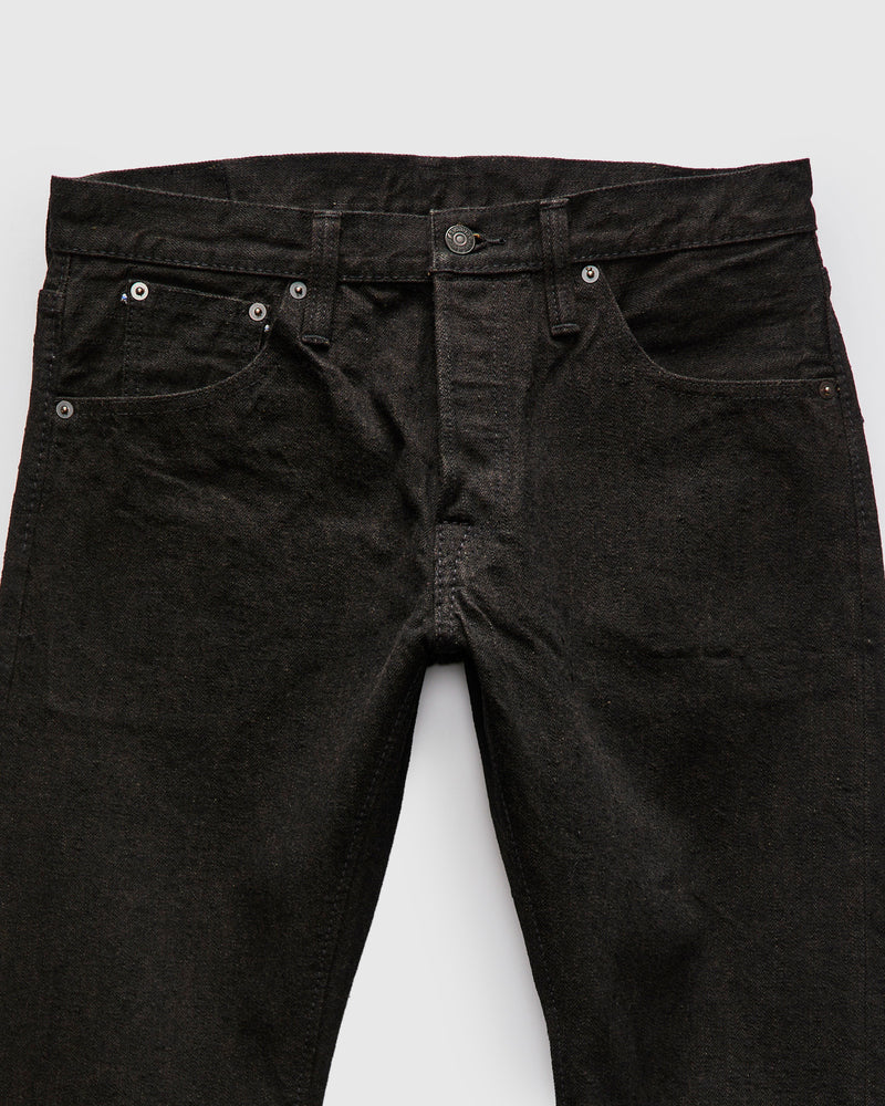 "Teacore Black x Brown" 14oz Rinsed Black Selvedge Denim - Slim Tapered Fit