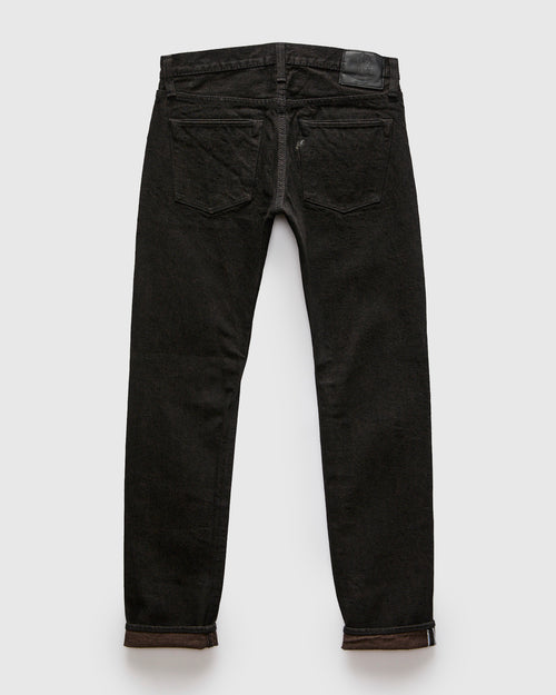 "Teacore Black x Brown" 14oz Rinsed Black Selvedge Denim - Slim Tapered Fit