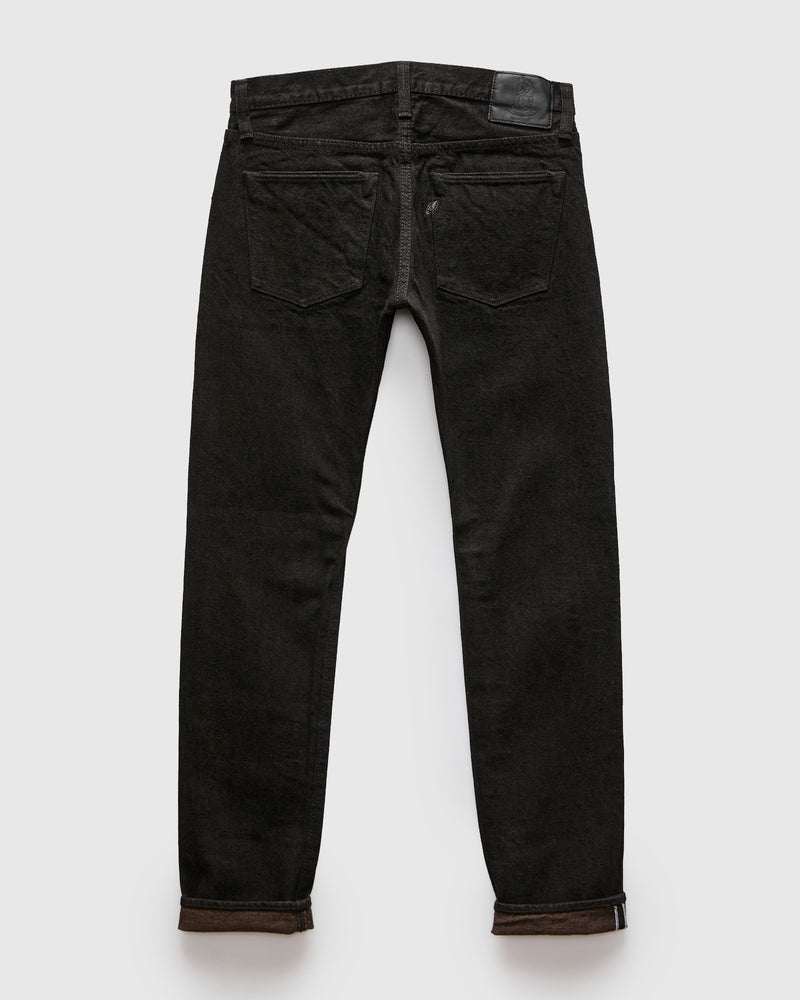 "Teacore Black x Brown" 14oz Rinsed Black Selvedge Denim - Slim Tapered Fit