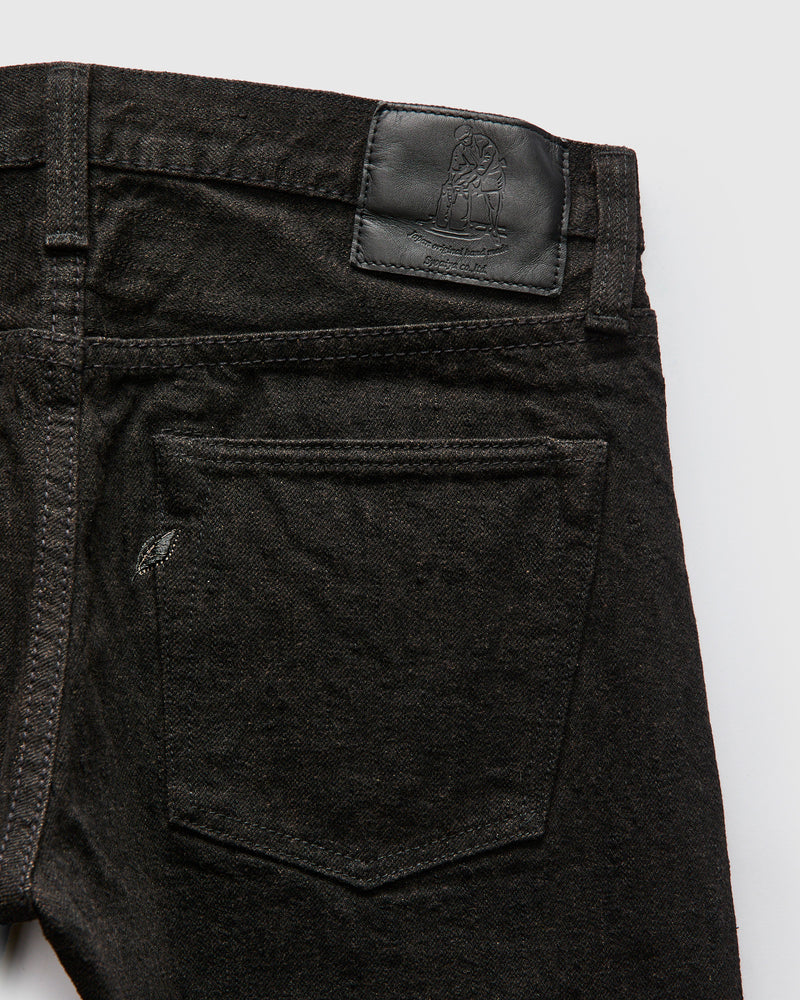 "Teacore Black x Brown" 14oz Rinsed Black Selvedge Denim - Slim Tapered Fit