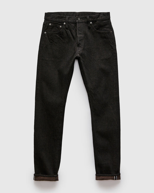 "Teacore Black x Brown" 14oz Rinsed Black Selvedge Denim - Relaxed Tapered Fit