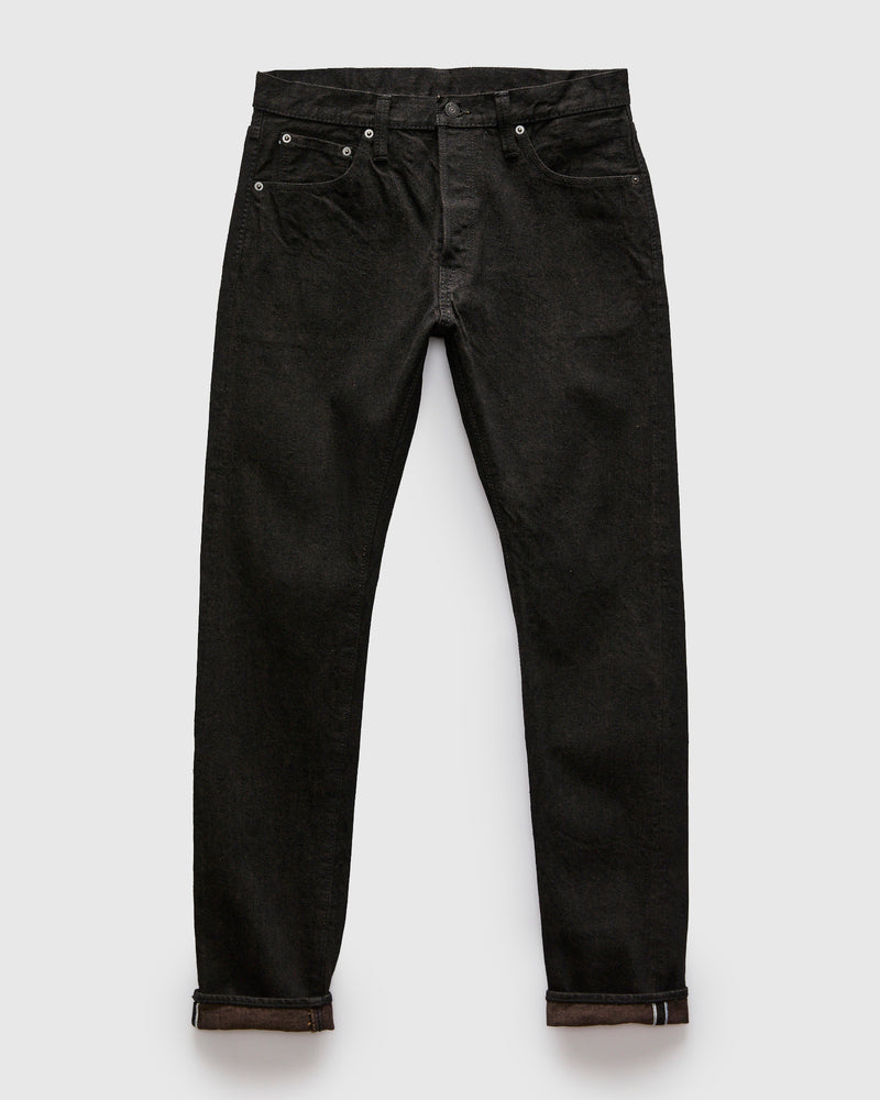 "Teacore Black x Brown" 14oz Rinsed Black Selvedge Denim - Relaxed Tapered Fit
