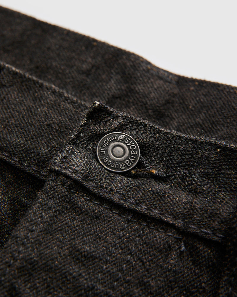 "Teacore Black x Brown" 14oz Rinsed Black Selvedge Denim - Relaxed Tapered Fit