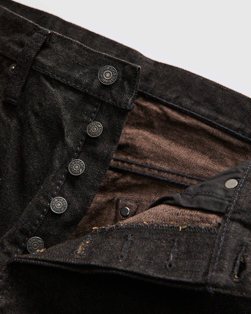 "Teacore Black x Brown" 14oz Rinsed Black Selvedge Denim - Relaxed Tapered Fit