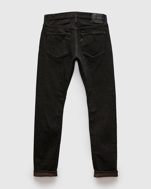 "Teacore Black x Brown" 14oz Rinsed Black Selvedge Denim - Relaxed Tapered Fit