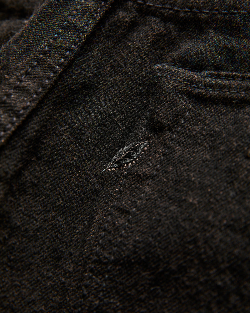 "Teacore Black x Brown" 14oz Rinsed Black Selvedge Denim - Relaxed Tapered Fit