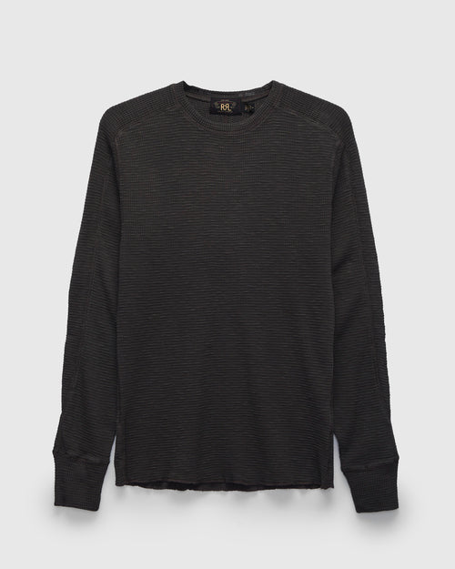 Waffle-Knit Thermal Long-Sleeve in Faded Black