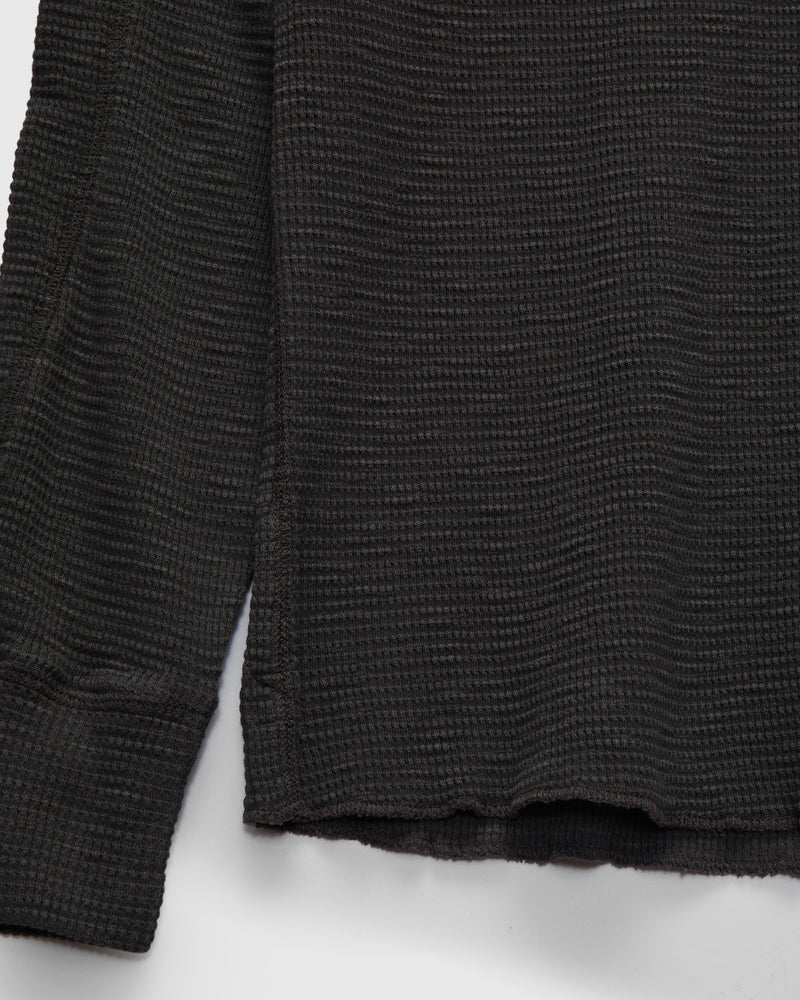 Waffle-Knit Thermal Long-Sleeve in Faded Black