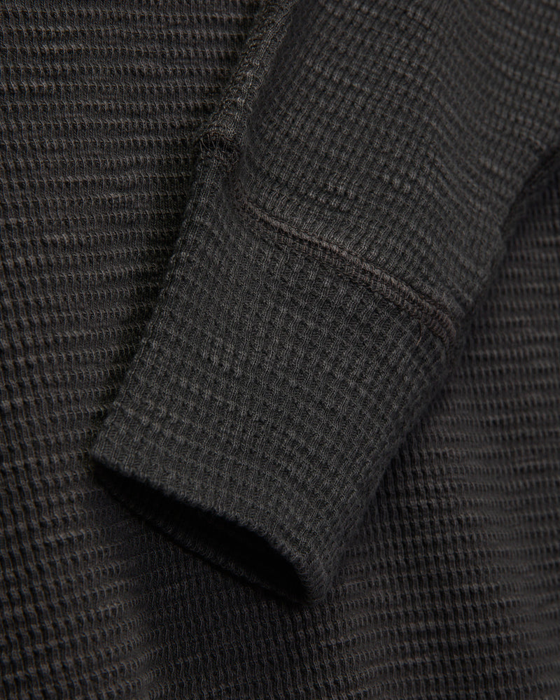 Waffle-Knit Thermal Long-Sleeve in Faded Black
