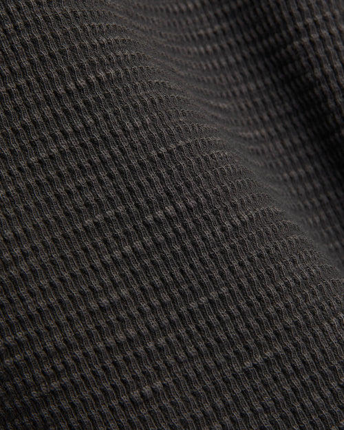 Waffle-Knit Thermal Long-Sleeve in Faded Black