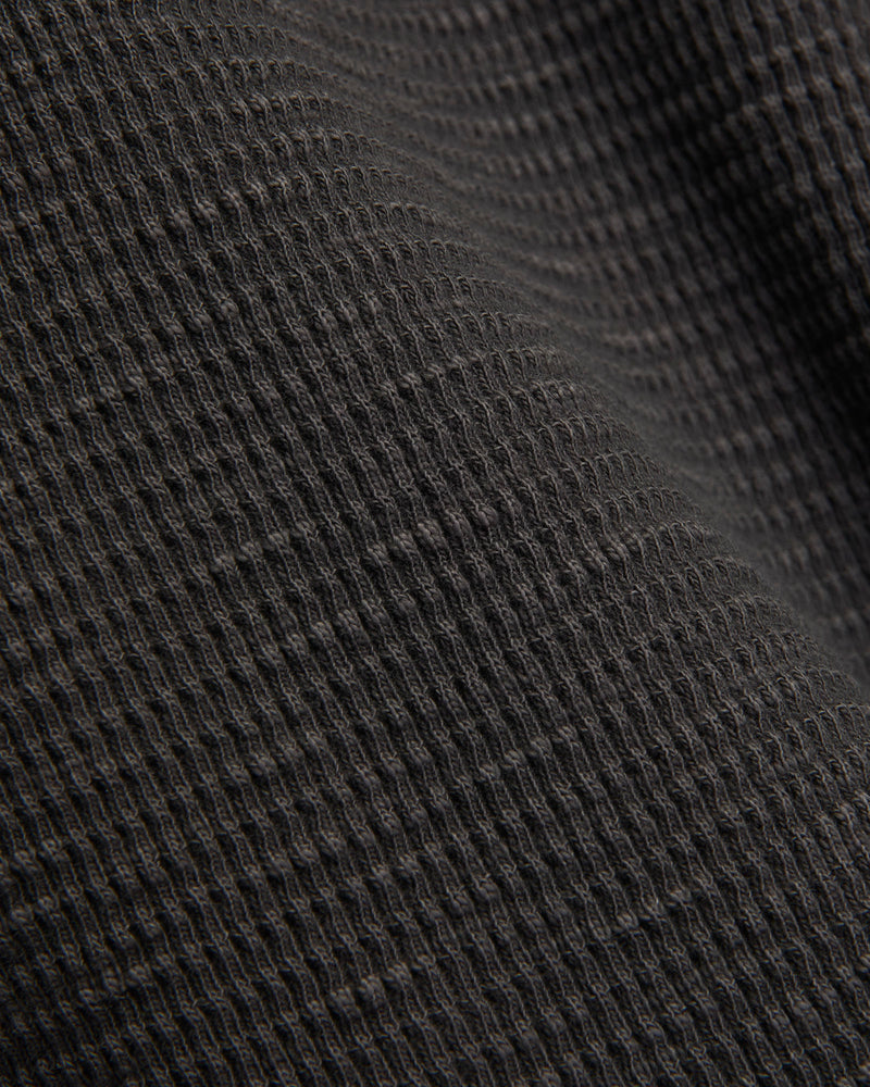 Waffle-Knit Thermal Long-Sleeve in Faded Black