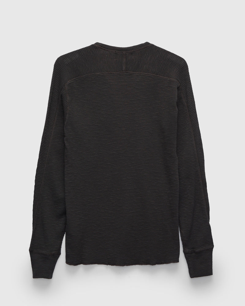 Waffle-Knit Thermal Long-Sleeve in Faded Black
