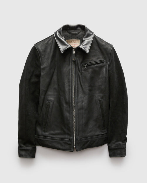 371 Sueded Cowhide Delivery Jacket in Black