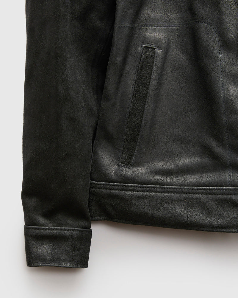 371 Sueded Cowhide Delivery Jacket in Black