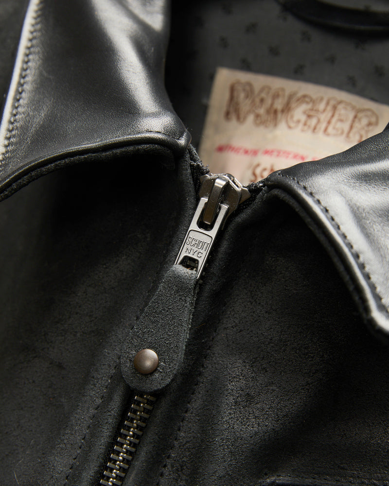 371 Sueded Cowhide Delivery Jacket in Black