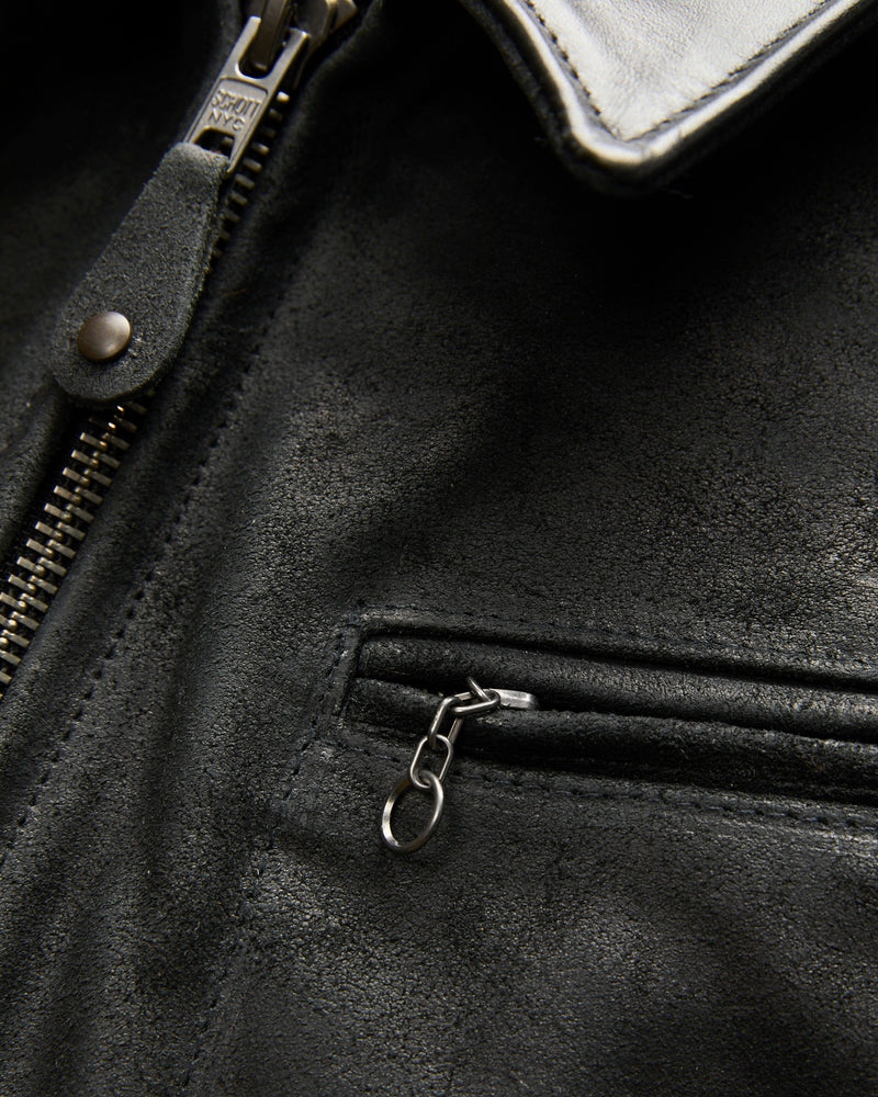 371 Sueded Cowhide Delivery Jacket in Black