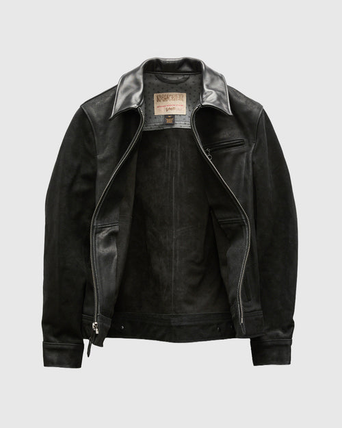 371 Sueded Cowhide Delivery Jacket in Black