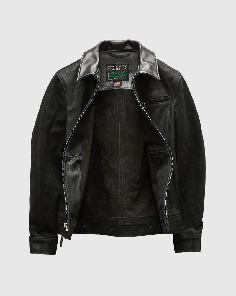 371 Sueded Cowhide Delivery Jacket in Black
