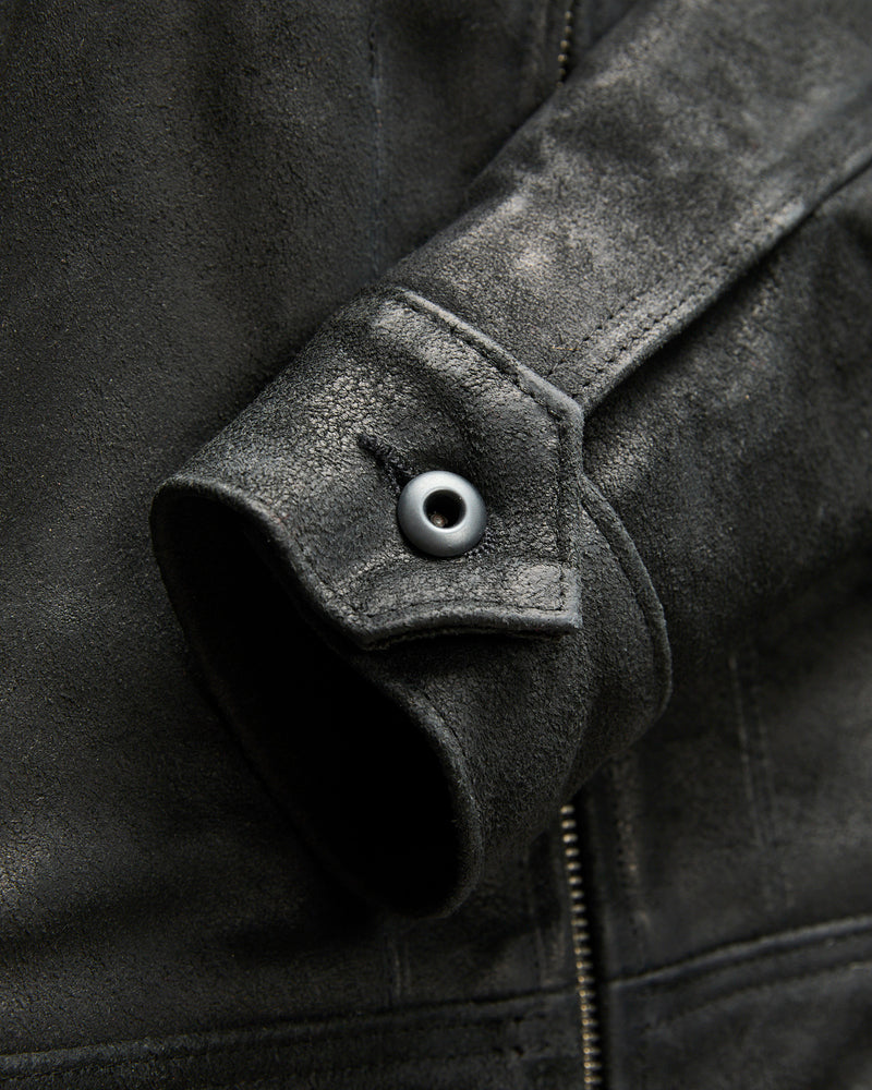371 Sueded Cowhide Delivery Jacket in Black