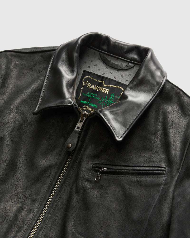 371 Sueded Cowhide Delivery Jacket in Black