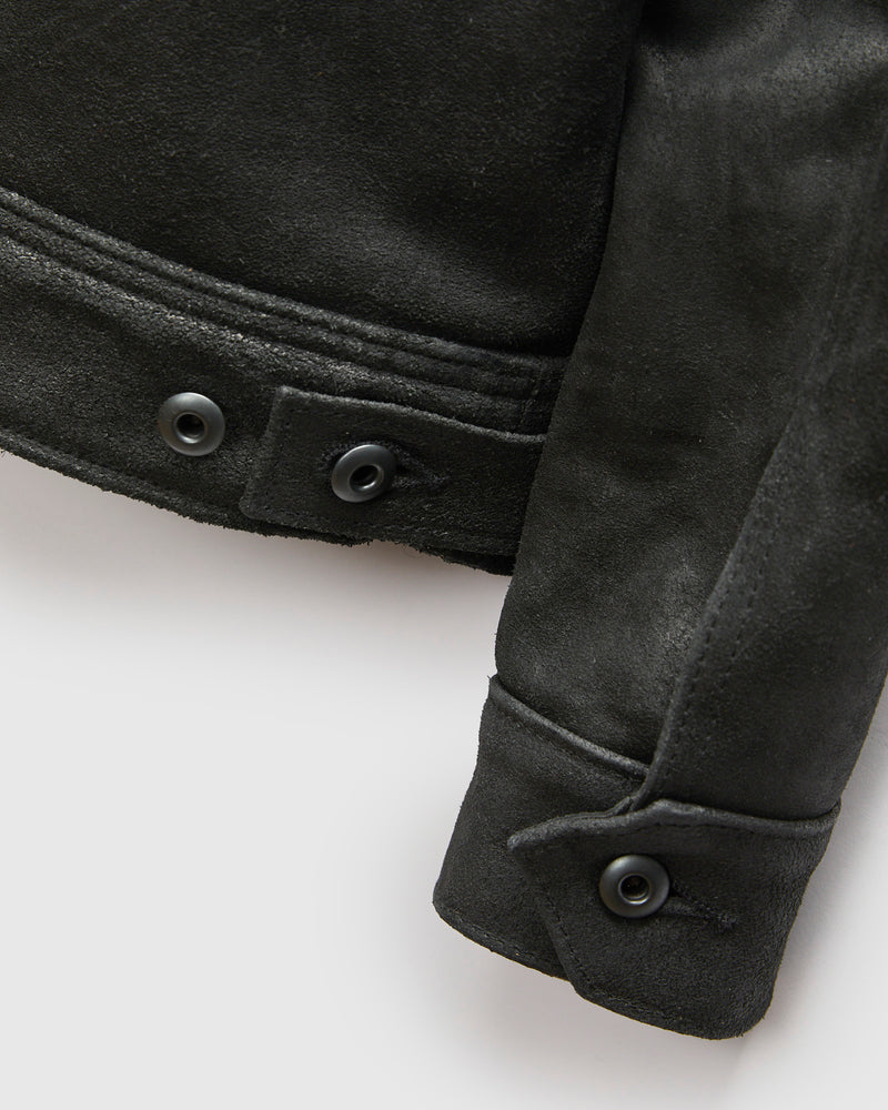 371 Sueded Cowhide Delivery Jacket in Black