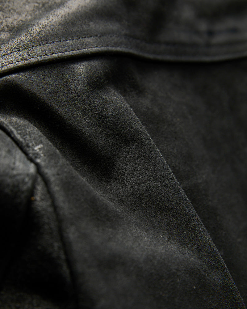 371 Sueded Cowhide Delivery Jacket in Black