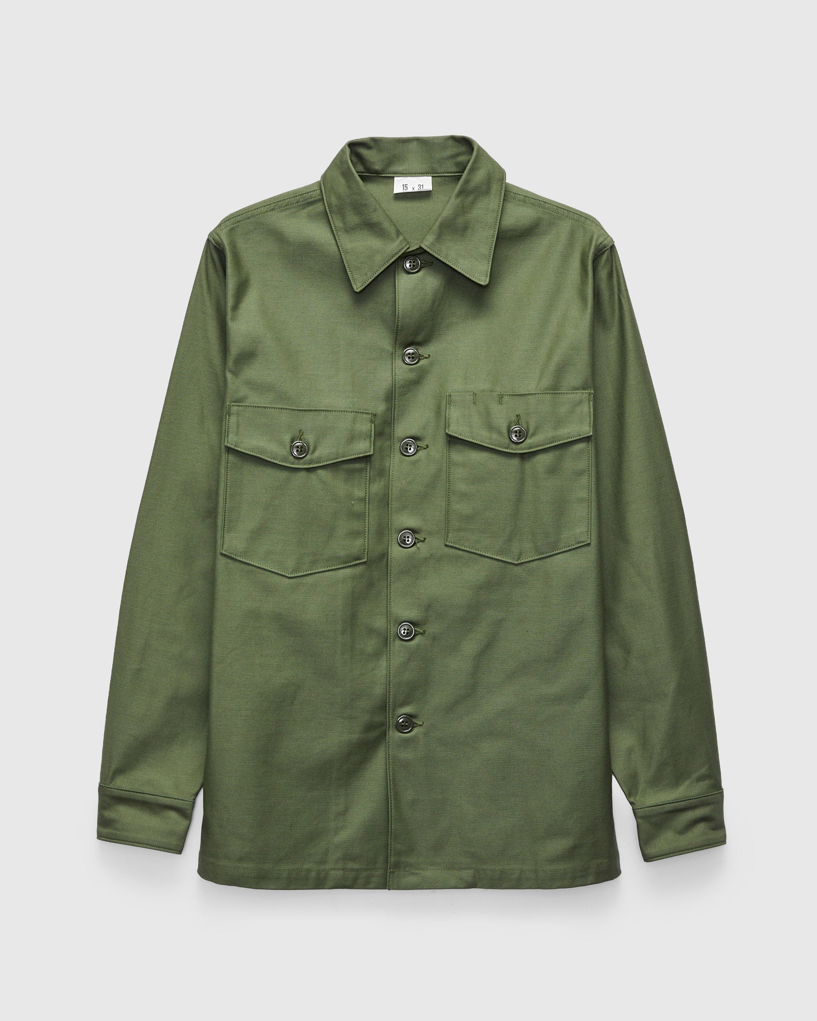 ミリタリーシャツSATEEN, OG107/fatigue（US放出品） OG-107 Cotton Sateen Utility Shirt in Olive – Blue Owl Workshop