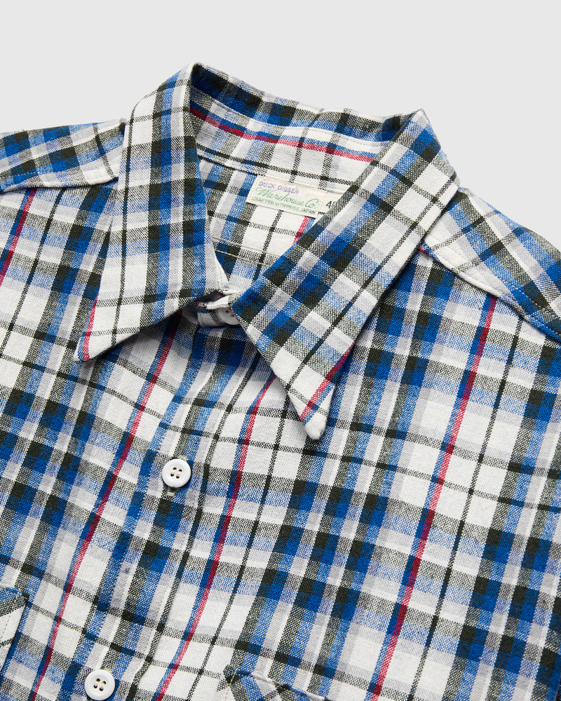 3056 Short Sleeve Check Work Shirt in Blue