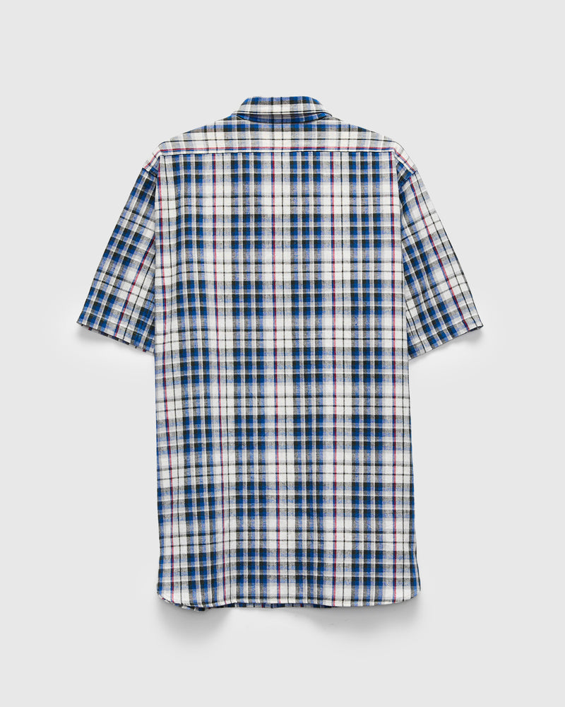 3056 Short Sleeve Check Work Shirt in Blue