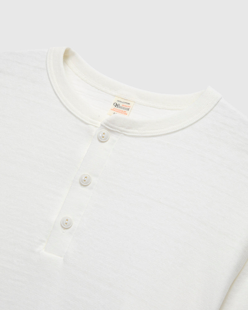 5907 Long Sleeve Henley in Off-White