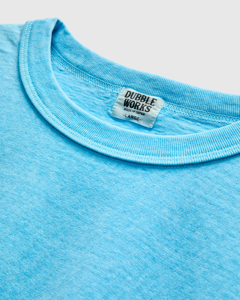 Pigment Dyed Fallen Cotton Slub Tee in Light Blue
