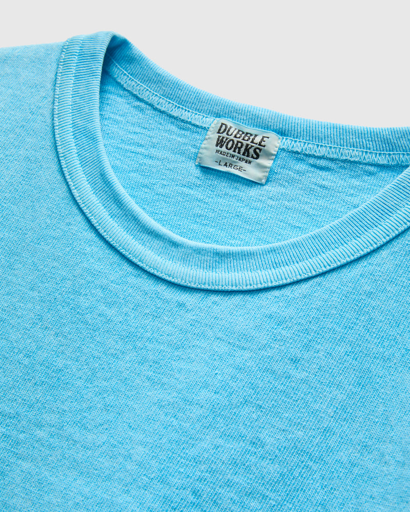 Stand Wheeler Pigment-Dyed T-Shirt in Light Blue