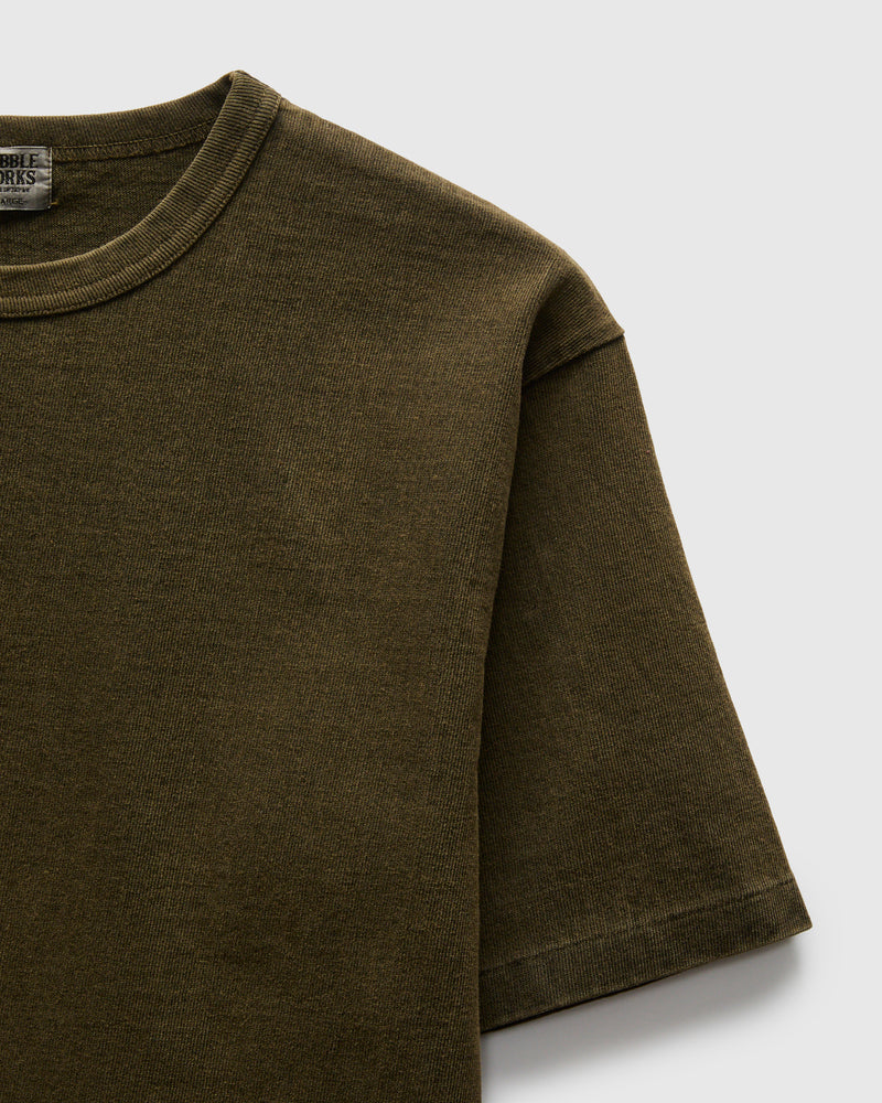 Stand Wheeler Special Pigment-Dyed T-Shirt in Khaki x Black