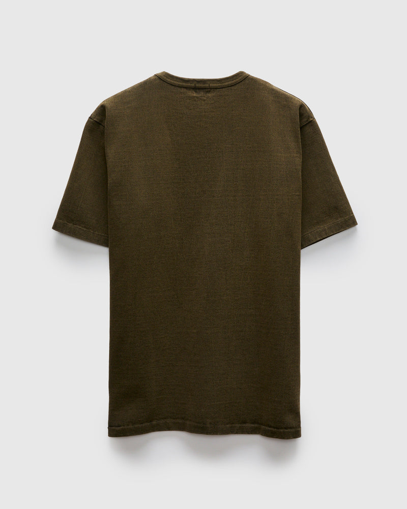 Stand Wheeler Special Pigment-Dyed T-Shirt in Khaki x Black