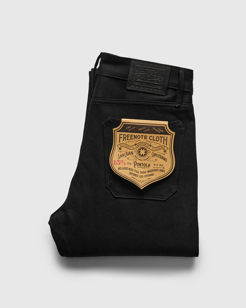 "Black Portola" 15.75oz Double Black Selvedge Denim - Tapered Fit