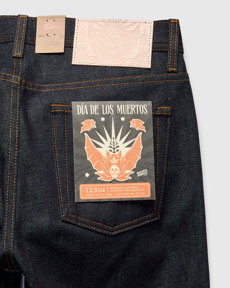 "Dia De Los Muertos Bat" 12.5oz Selvedge Denim - Weird Guy Fit