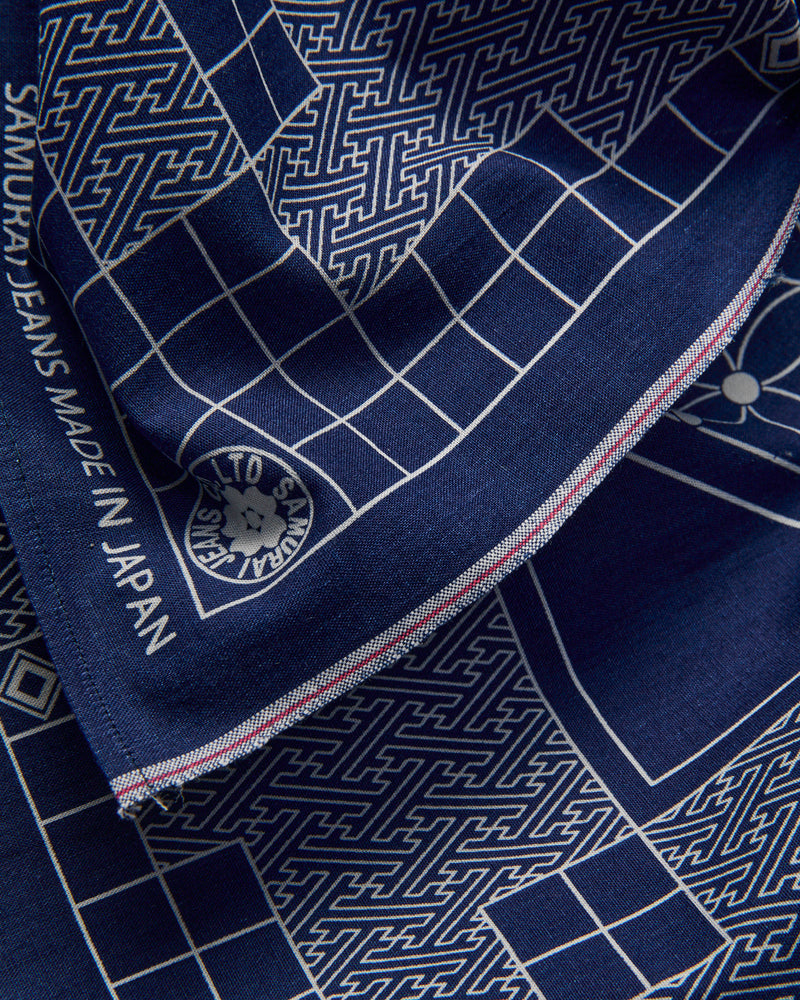 "Geometric" Selvedge Bandana in Indigo
