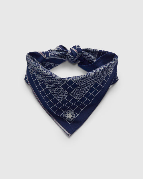 "Geometric" Selvedge Bandana in Indigo